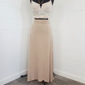 Tan Maxi Flowy Summer Skirt